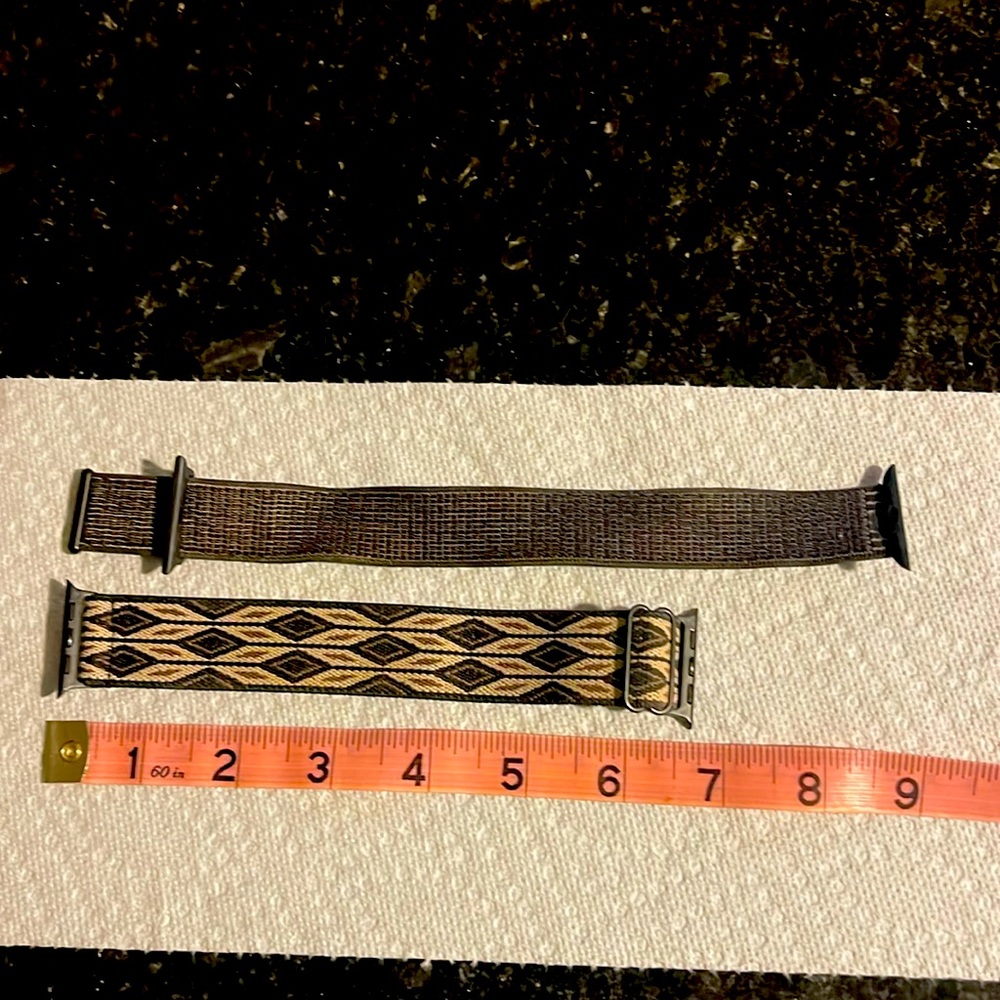 Apple Watch Bands, 39 40 41, black and brown with pattern, size small/medium